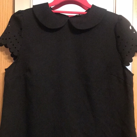 Black Shein size small blouse with scallop yolk - Picture 2 of 8